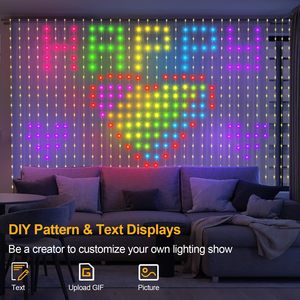 Yeni Stil 6.6*6.6ft <span class=keywords><strong>LED</strong></span> Pencere Perde Işıkları 400 RGB <span class=keywords><strong>LED</strong></span> APP Kontrollü DIY Peri Işıkları Noel Perde Fonu - Product Image 3
