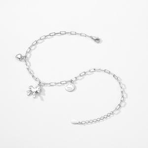 Pulsera de Cadena Chapada en Oro Blanco con Caballo de Madera Adorable de Plata de Ley S925 para Mujer, Regalo de Aniversario, Versión de Cobre Personalizable - Product Image 4