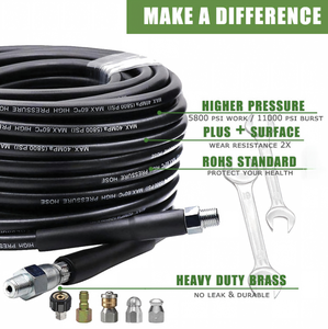 Tuyau de nettoyeur haute pression sans torsion, filetage en laiton 1/4" M22-14mm, pièce de rechange pour la plupart des nettoyeurs haute pression de différentes marques - Product Image 4