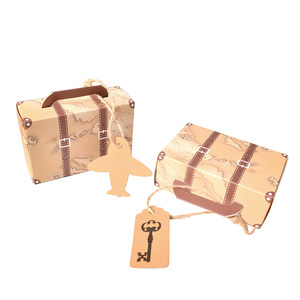 Confezione regalo creativa in carta Kraft Vintage scatola di caramelle nuziali aereo e mappa <span class=keywords><strong>a</strong></span> <span class=keywords><strong>tema</strong></span> viaggio bomboniere - Product Image 3