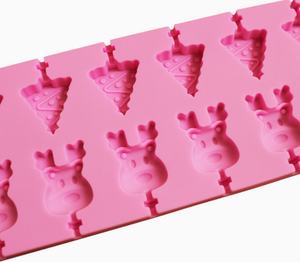 Juego de 12 moldes de silicona para piruletas con forma de árbol de Navidad y alces, bandeja de silicona para piruletas para caramelos duros y chocolate - Product Image 4