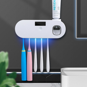Smart Uv Toothbrush Holder With <b>Toothpaste</b> <b>Dispenser</b> Wall Mounted Suction Cup Sterilizer Nordic White Plastic - Product Image 1