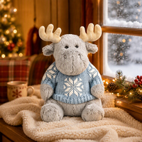 Peluche de Noël brodée en forme de renne avec doublure en maille, tissu doux, jouet anti-stress pour enfants