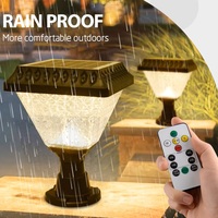 Lámpara Solar para Poste con Control Remoto a Prueba de Lluvia, RGB y 3 Colores Blancos, Sensor Automático de Anochecer y Amanecer, Lámpara Decorativa para Pilar de Valla de Villa