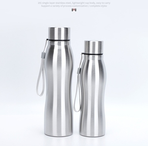 <span class=keywords><strong>Gourde</strong></span> <span class=keywords><strong>Sportive</strong></span> de Cyclisme Portable en Acier Inoxydable Simple Paroi avec Poignée et Bouteille d'Eau - Product Image 3