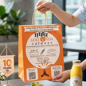 Sac en papier kraft personnalisé, jetable, biodégradable, écologique et recyclable pour les kebabs et le biryani d'Hyderabadi, cuisine indienne, restaurant - Product Image 5
