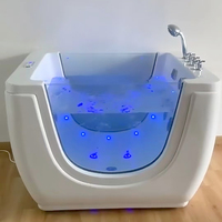 Baignoire Bébé Autoportante en Acrylique, Baignoire de Massage Thermostatique d'Intérieur pour Bébé avec Fenêtre en Verre, Spa Piscine pour Enfants