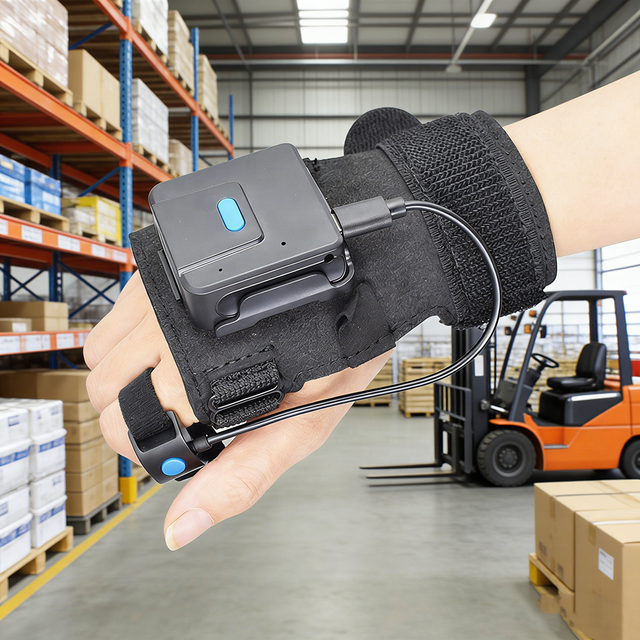 Wearable Glove 2D Barcode Scanner Finger Ring Wireless 2D QR Code Scanner for Warehouse