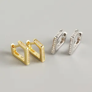 Не тарниш ювелирные изделия 925 стерлингового серебра Циркон Камень Треугольник Спайк серьги-кольца для женщин