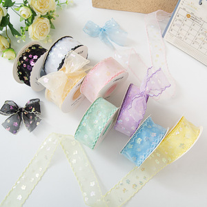 ริบบิ้นออร์แกนซ่าประดับเลื่อม สำหรับงาน DIY ทำโบว์ ของขวัญ ห่อของขวัญ ตกแต่งเสื้อผ้า ริบบิ้นตาข่าย - Product Image 2