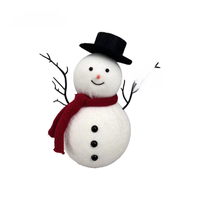 Ornement de bonhomme de neige de Noël en feutre fait main écologique avec chapeau haut de forme, écharpe rouge, pendentif, décoration de fête d'arbre de Noël, cadeau DIY