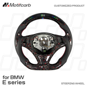 Volant personnalisé en fibre de carbone forgée rouge LED pour BMW 2006-2013 M3 E90 E91 E92 E82 E88 320d 330i 335i 135i 128i Coupé - Product Image 2