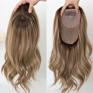 Topper 6x7'' en <span class=keywords><strong>cheveux</strong></span> humains 100% européens, certifié casher juif, avec base en soie 4x4 pour femmes, modèle 2026 - Product Image 2