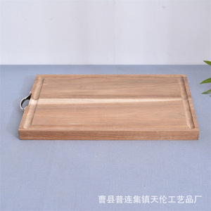 Planche à découper en bois massif, planche à découper de cuisine domestique, anti-moisissure, poignée en acier inoxydable, planche à découper double face - Product Image 5