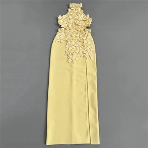 Abito <span class=keywords><strong>da</strong></span> Donna alla Moda <span class=keywords><strong>con</strong></span> Applicazioni, Halter, Fasciante, Sexy, Patchwork, Senza Maniche, Elegante per Serate di Gala - Product Image 4