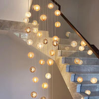 Lustre moderne de luxe pour villa, grand luminaire suspendu pour escalier, en verre soufflé à la main en forme de boule