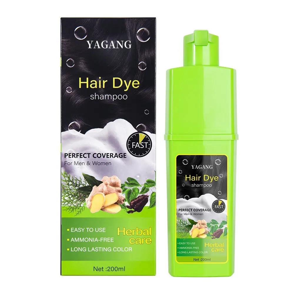 200ml nero organico tinture per capelli Shampoo crema permanente colorante per capelli per le donne e gli uomini naturale essenza di zenzero copre bianco grigio