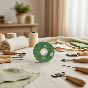 Nastro in garza Ilan 1 cm 35 Y verde per tessuto decorativo per la casa - Product Image 3