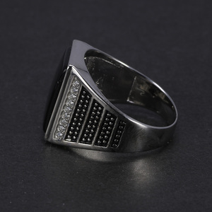 Anello da Uomo in Argento Sterling 925 con Agata Naturale Italiana, Anello Turco per Gentiluomini con Micro Zirconi Incastonati, Gioielleria Turca - Product Image 4