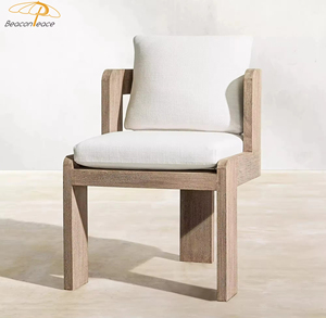 Meubles de patio extérieur en teck moderne nordique chaises de jardin de patio en bois massif de teck imperméable avec coussin - Product Image 4