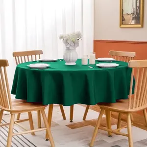 Christmas Green Round Tablecloth Waterproof Table Cloth Wrinkle Free Polyester Table Cloth For Wedding Party