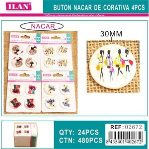 Ilan Bottone Decorativo in Legno 30mm Nacar 4 Pezzi per Artigianato e Cucito - Product Image 3