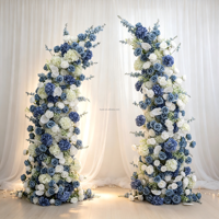 Ensemble de piliers de fleurs artificielles asymétriques et colorées de luxe avec arrangement de roses et de dahlias, pour toile de fond de scène, entrée de banquet