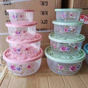 סיטונאי זול מקרר קופסא טרי מיכל אחסון מזון פלסטיק עם מכסה פרחים - Product Image 1