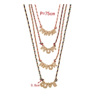 Collar con Colgante de Letra Personalizada en Cobre Chapado en Oro con Circonita y Cadena de Cuerda de Colores, Ideal para Regalo, Dropshipping