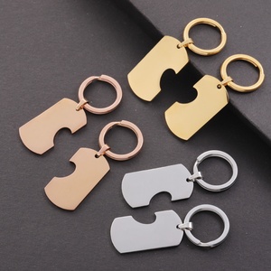 Couples Gift Half <b>Heart</b> Pendant Blank Keychain Name Engraved 18K Gold Stainless Steel Pendants Keychain - Product Image 2