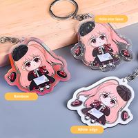 Porte-clés personnalisé en acrylique découpé au laser, breloque en plastique DIY, breloque transparente imprimée personnalisée, breloque anime scintillante, accessoires de sac personnalisés