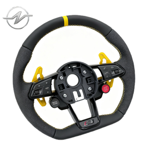 Volant sport en cuir pour <span class=keywords><strong>Audi</strong></span> A3/A4/A5/S3/S4/S5/RS3/RS4/RS5/B8.5/B9/<span class=keywords><strong>C7</strong></span>/A6/A7/<span class=keywords><strong>RS6</strong></span>/RS7/A8/S6/S7/B8/R8/TT/TTRS/C8 - Product Image 4