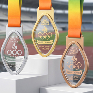 Medalla de Metal con Cristal Ovalado Personalizada, Grabada, Premio para Campeón de Maratón, para Ceremonia de Premiación Deportiva, Regalo - Product Image 4