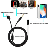 Adaptateur de charge audio pour autoradio 2 en 1, câble audio USB A mâle vers prise jack 3,5 mm mâle pour iPhone