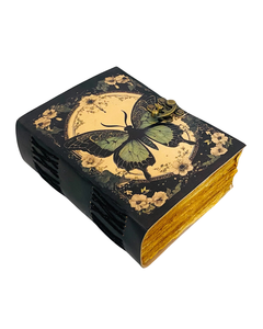 Carnet Grimoire en Cuir Papillon Fait Main, Style Vintage, Gaufré, avec Pages Blanches pour Écriture, Dessin, Esquisse et Notes - Product Image 3