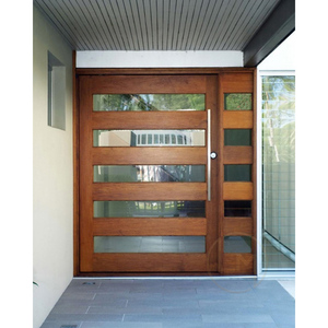 Puerta de Entrada de Seguridad Turca Moderna de Aluminio Negro Mate con Múltiples Paneles de Vidrio Horizontales, Puerta Pivotante Frontal para Villa Moderna - Product Image 6