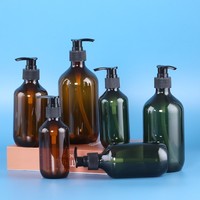 Flacon de lotion cosmétique en PET brun opaque multicolore de 500 ml, marque SY, avec pulvérisateur à pompe ovale, impression UV/écran, faux cils