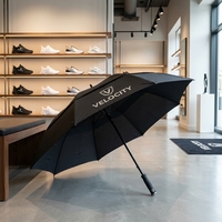 Parapluie de golf de luxe en fibre de verre, semi-automatique, noir discret, coupe-vent, 30 pouces, avec logo personnalisé, accessoire de marque pour chaussures