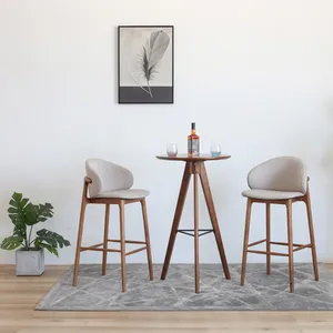Modern lüks mobilya ahşap Nordic yemek sandalyesi bar taburesi yüksek sandalye ahşap sayaç seti ahşap kumaş mutfak restoran cafe