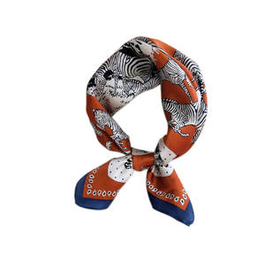 <span class=keywords><strong>CR</strong></span> foulards en soie sur mesure carré véritable foulard en soie pour femmes 53x53 femme à pois noix de cajou imprimé animaux écharpes de cou - Product Image 6