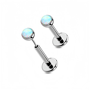 Piercing de bola de ópalo de acero inoxidable 16G para labio, oreja, nariz y cartílago. - Product Image 3