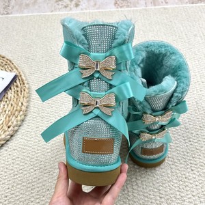 Stivali <span class=keywords><strong>da</strong></span> <span class=keywords><strong>Donna</strong></span> Invernali con Fiocco e Logo a U, Caldi, con Strass Intarsiati, Personalizzabili, Piattaforma Media, Vendita all'Ingrosso, di Gran Tendenza - Product Image 5