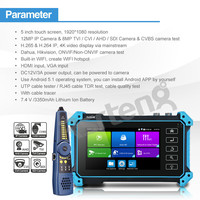 Testeur de caméra CCTV Rsrteng 5,4 pouces IPC-5200C Plus, traceur de câble POE, outils réseau TVI CVI AHD SDI WiFi