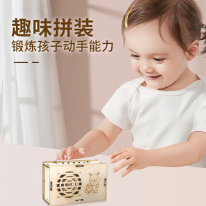 Modelo de radio para niños, juguete científico de madera, montaje manual para niños de 7 a 14 años, diseño de dibujos animados Unisex - Product Image 1