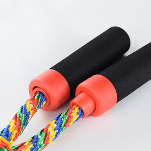 Rainbow Thickened Jump Rope With Plastic <b>Handle</b> <b>Sponge</b> Braiding For Fitness And Body Shaping 2.1 Meters Unisex - Product Image 1