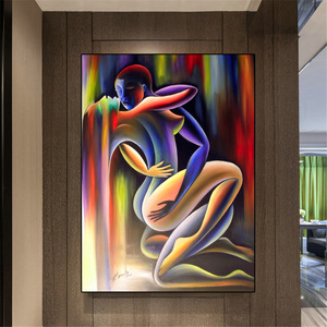 <span class=keywords><strong>Cuadro</strong></span> Abstracto de <span class=keywords><strong>Cubismo</strong></span> sobre Lienzo, Arte Mural Colorido de Pareja Abrazada, Pintura sin Llama, Decoración Moderna para Sala de Estar y Dormitorio - Product Image 5