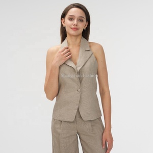 2025 Summer New Business Ladies <b>Tops</b> Lapel <b>Sleeveless</b> <b>Linen</b> Cotton <b>Sleeveless</b> <b>Tops</b> for Women - Product Image 1
