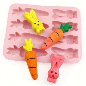 Molde de silicona ecológico de 8 cavidades para galletas de conejo y rábano, aromaterapia, yeso, jabón, herramientas para galletas, OEM/ODM - Product Image 1