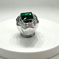 Tapa de Perfume de Lujo de Zamak con Incrustaciones de Diamantes de Imitación Verdes FEA15, Tapa de Botella de Vidrio, Logotipo Personalizado, Empaque de Fragancia de Alta Gama, Venta al Por Mayor