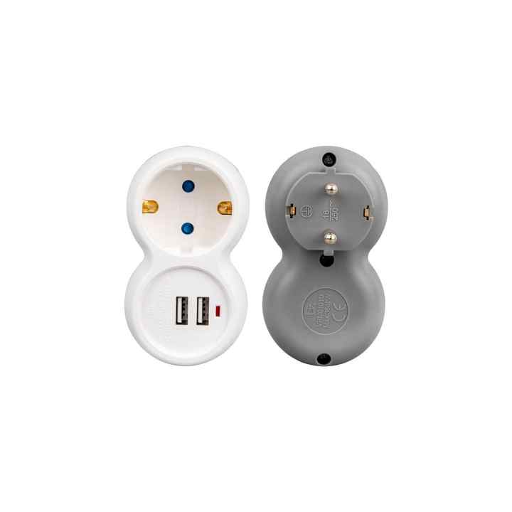 250V 16A SINGLE DOUBLE USB SOCKET (4375)